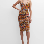Liv Foster Sleeveless Ruched Floral-Print Midi Dress