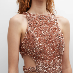 Liv Foster Cutout Sequin Halter Gown