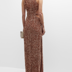 Liv Foster Cutout Sequin Halter Gown