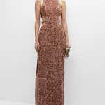 Liv Foster Cutout Sequin Halter Gown
