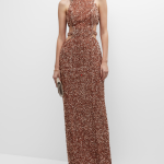 Liv Foster Cutout Sequin Halter Gown