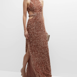 Liv Foster Cutout Sequin Halter Gown