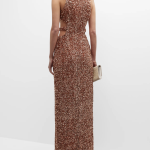 Liv Foster Cutout Sequin Halter Gown