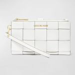 MICHAEL Michael Kors  Jet Set Double-Zip Woven Leather Wristlet
