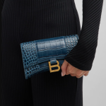 Balenciaga  Hourglass Shiny Mock-Croc Chain Wallet