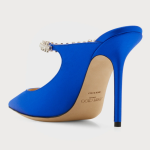Jimmy Choo Bing Satin Crystal-Strap Mules