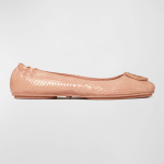 Tory Burch  Minnie Snakeskin Travel Ballet Flats
