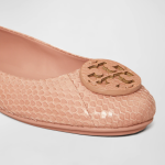 Tory Burch  Minnie Snakeskin Travel Ballet Flats