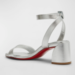 Christian Louboutin Miss Sabina Metallic Red Sole Ankle-Strap Sandals