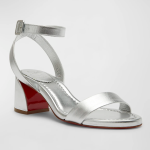 Christian Louboutin Miss Sabina Metallic Red Sole Ankle-Strap Sandals