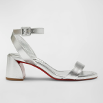 Christian Louboutin Miss Sabina Metallic Red Sole Ankle-Strap Sandals