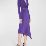 TOM FORD Plunging Zipper Convertible Asymmetric Jersey Midi Dress