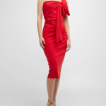 Chiara Boni La Petite Robe Strapless Draped Bow-Front Midi Dress