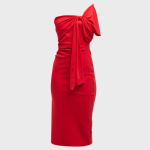 Chiara Boni La Petite Robe Strapless Draped Bow-Front Midi Dress