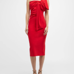 Chiara Boni La Petite Robe Strapless Draped Bow-Front Midi Dress