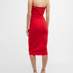 Chiara Boni La Petite Robe Strapless Draped Bow-Front Midi Dress