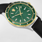 VERSACE Men's Hellenyium Leather Strap Watch, 42mm