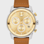 MOVADO Men's Bold Verso Chronograph Leather Strap Watch, 44mm