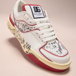 Dolce&Gabbana Men's New Roma Graffiti Leather Low-Top Sneakers