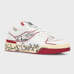 Dolce&Gabbana Men's New Roma Graffiti Leather Low-Top Sneakers
