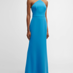 Liv Foster Twill Trumpet Halter Gown