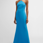 Liv Foster Twill Trumpet Halter Gown