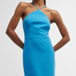 Liv Foster Twill Trumpet Halter Gown