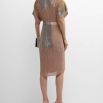 Liv Foster Beaded Dolman-Sleeve Faux-Wrap Midi Dress