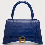 Balenciaga Hourglass Small Croc-Embossed Top-Handle Bag